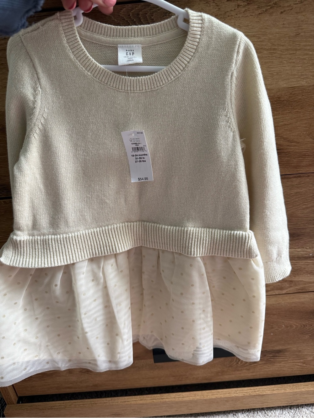 GAP Cream Knit Dress with Polka Dot Tulle Skirt